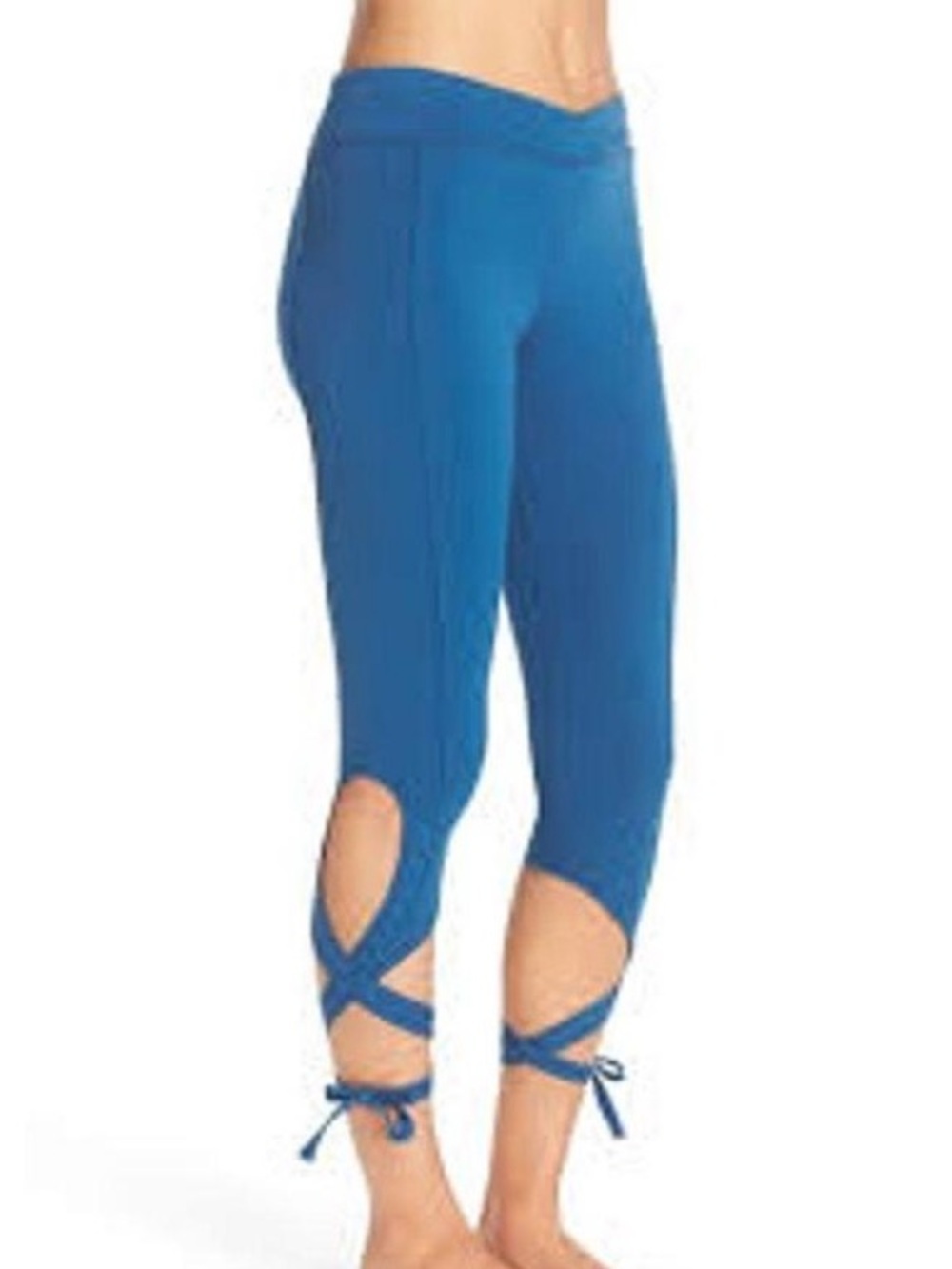 FP Movement Turnout leggings blue sapphire ankle tie cross waist Sz XS